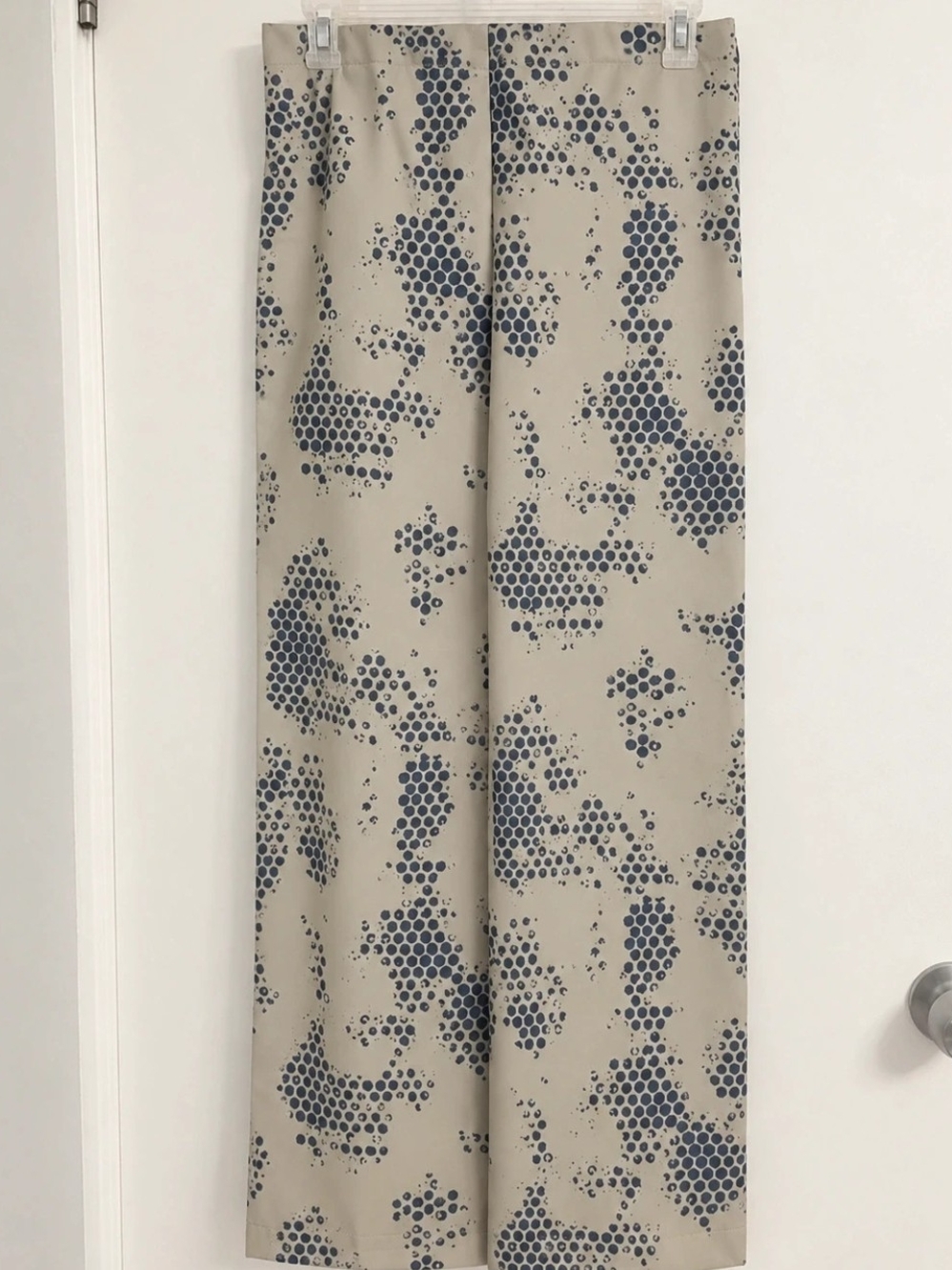 Adolfo Dominguez Beige Wide-Leg Pants with Navy Dot Print